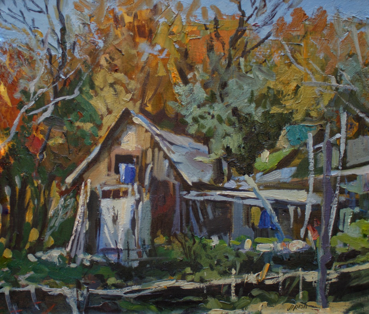 "Подворье на пригорье" холст, масло,40*45, 2016г