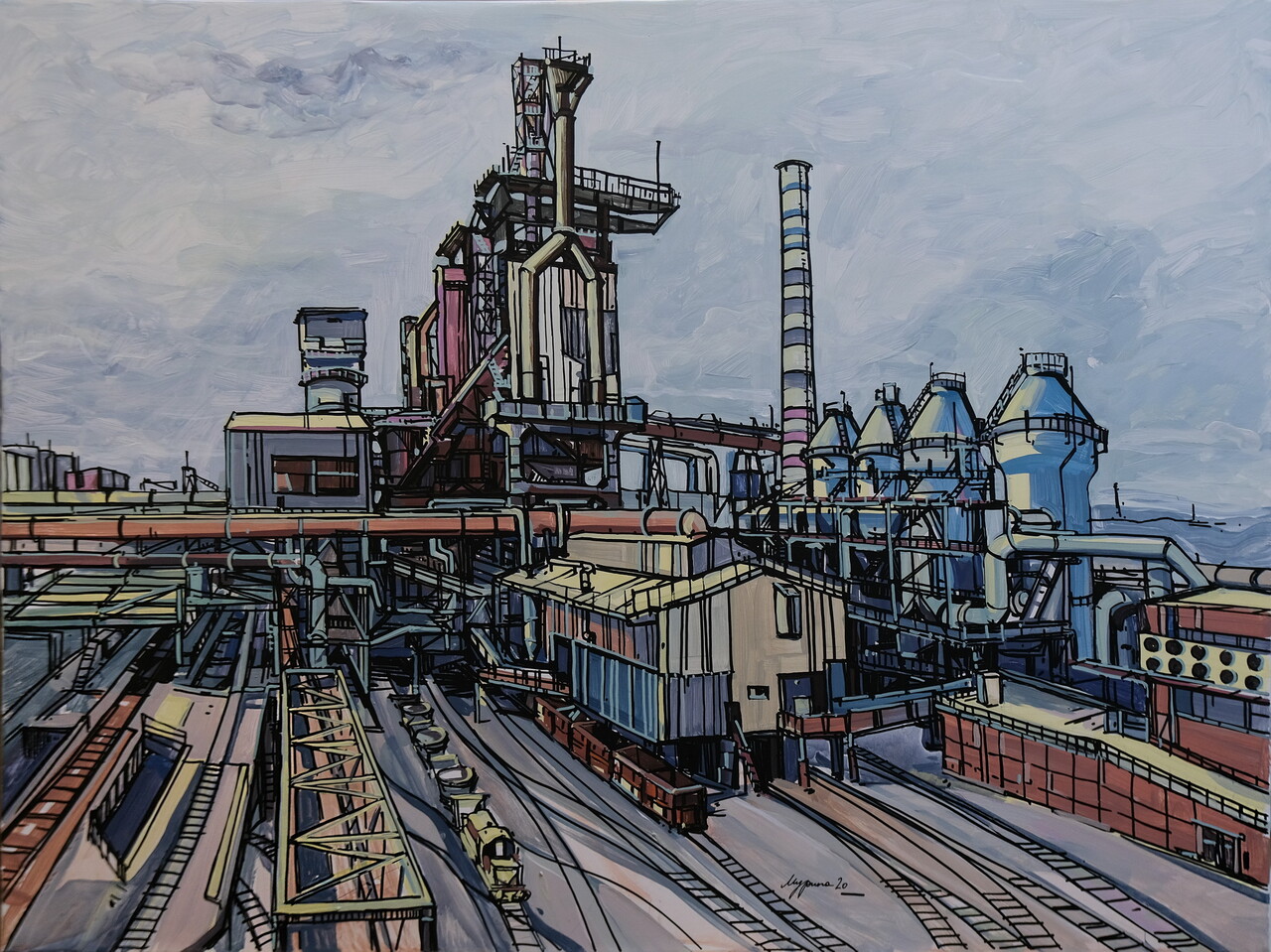 Лист Thyssen Krupp из серии  "Металлургия". 2020. Бумага, акрил, маркер. 60х80_новый размер