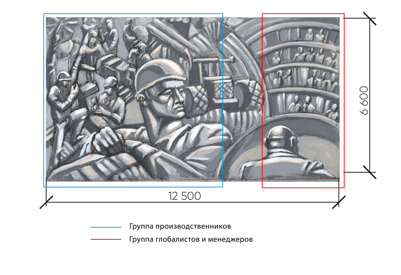 Концепция барельефа для фасада нового тракторного производства РОСТСЕЛЬМАШ. ВАРИАНТ №2