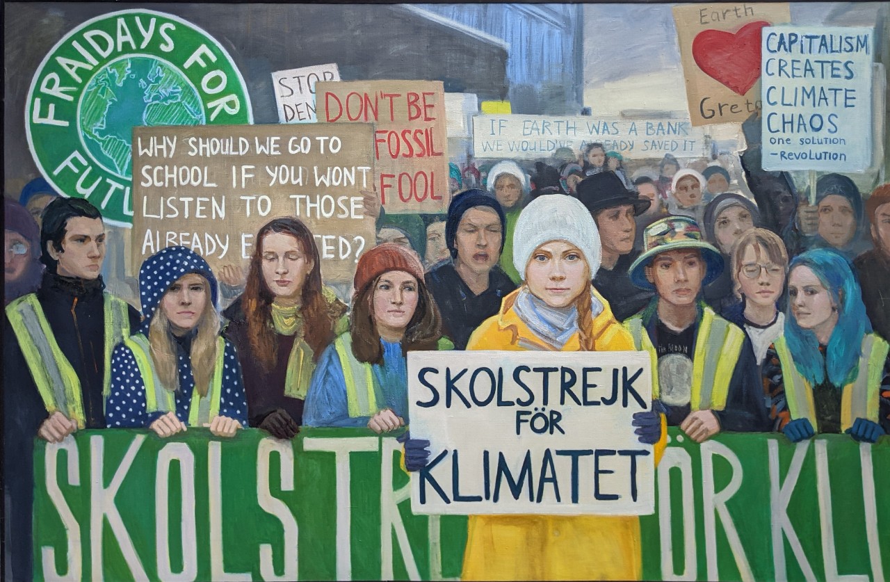 Грета Тунберг на климатическом митинге 28 февраля 2020 года в Бристоле