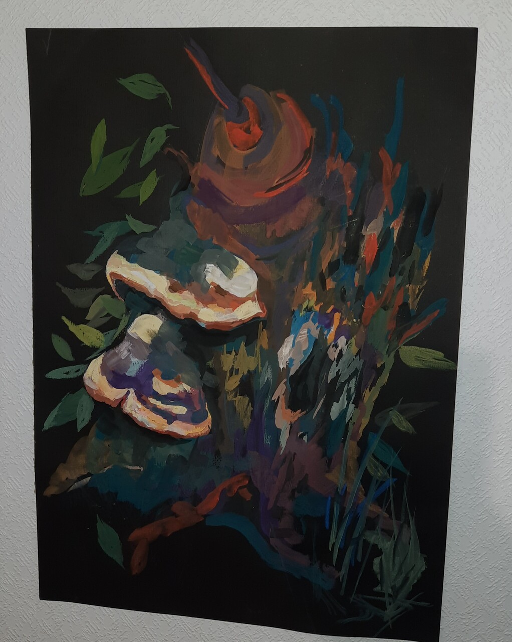 пень с грибами
