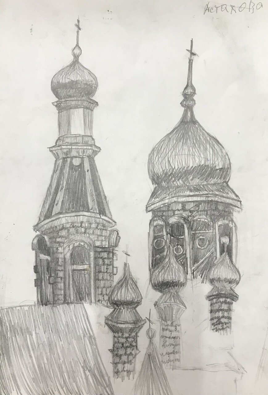 Зарисовка храма в станице Казанской 