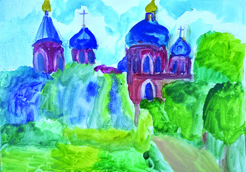 Летом в парке при соборе Рождества Богородицы в Орехово-Зуеве. Этюд