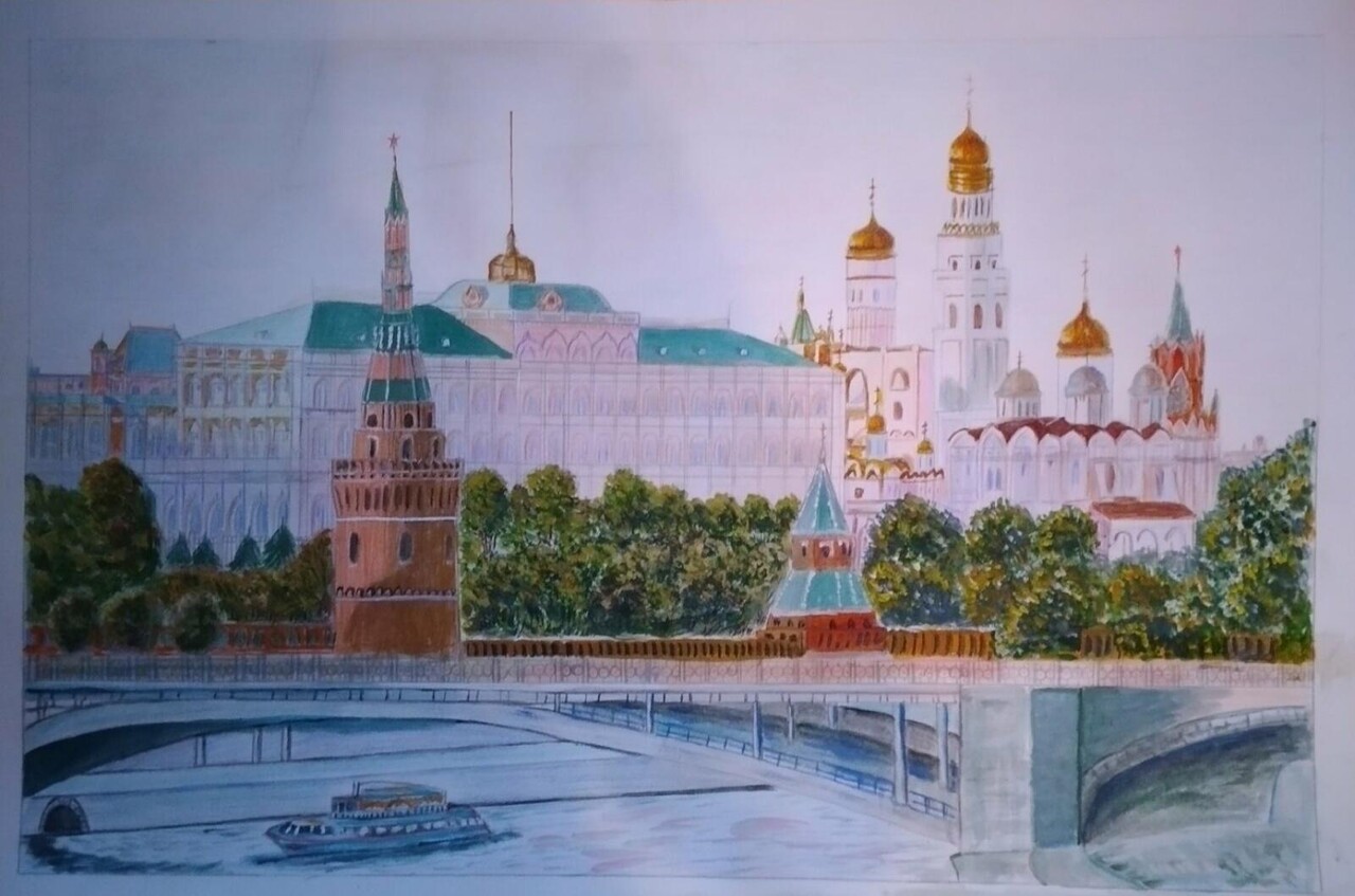 Набережная Кремля рисунок