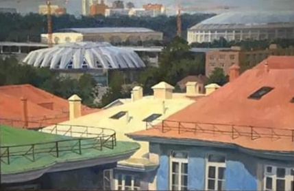 Вид на СК Лужники со смотровой площадки РАН