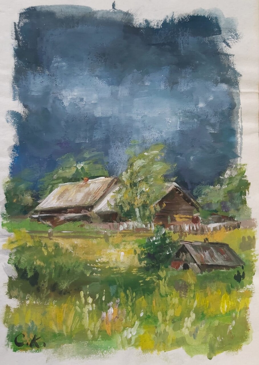 Пленэр. Перед грозой ( в деревне у бабушки)