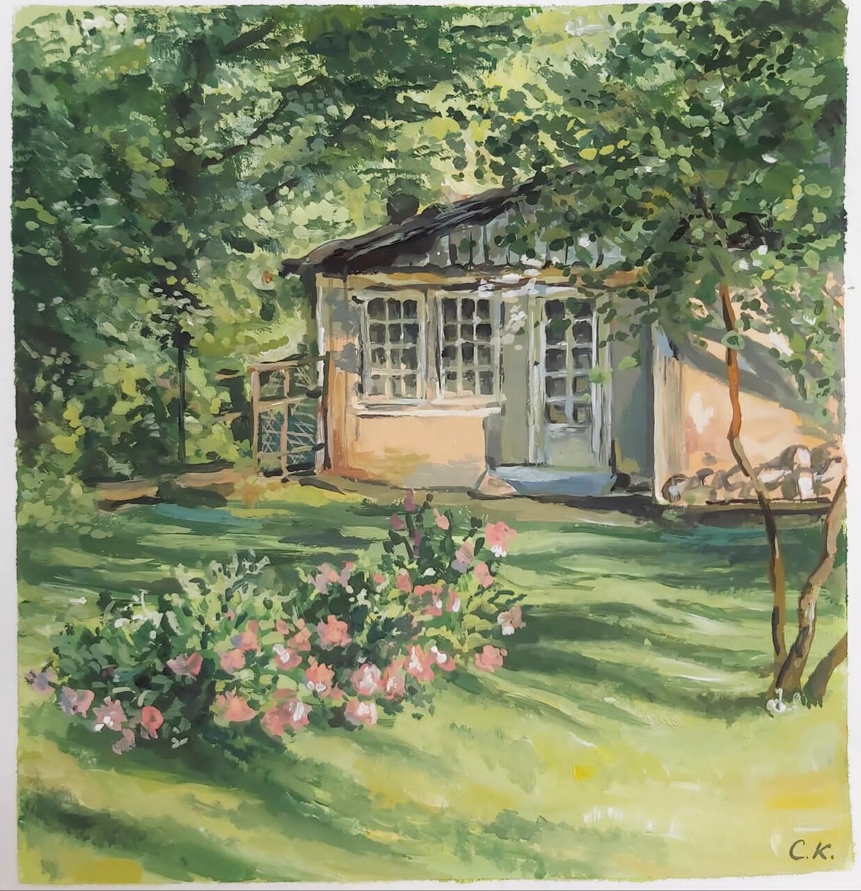 Пленэр. Домик в солнечный день