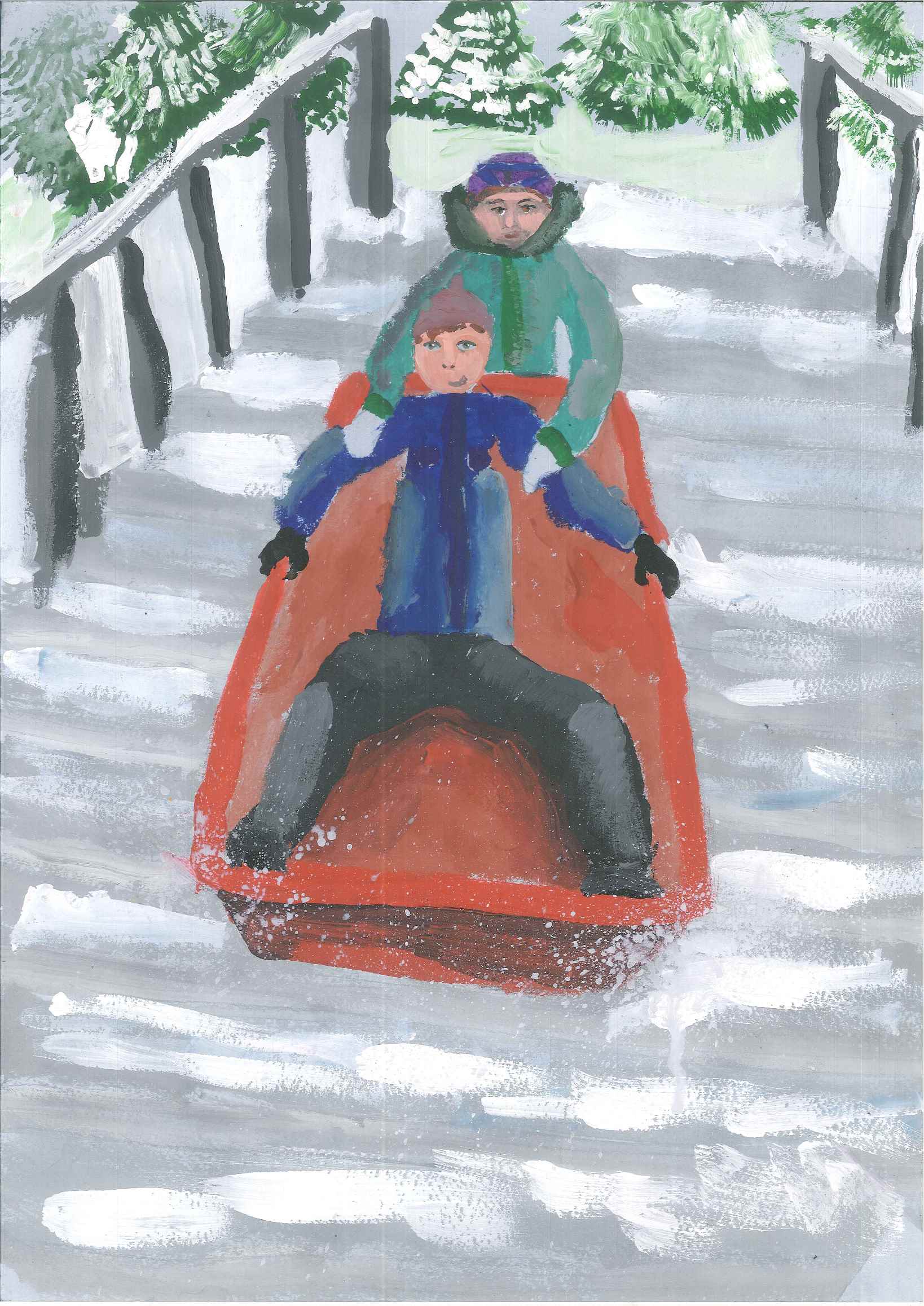 С лестницы на ледянках