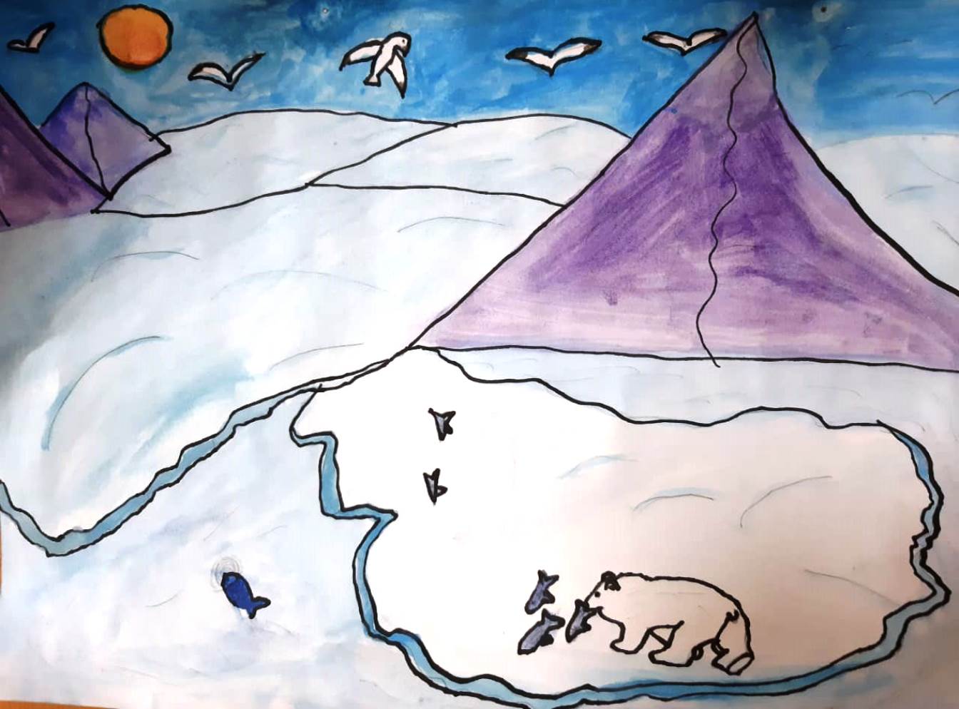 Горы Арктики рисунок карандашом