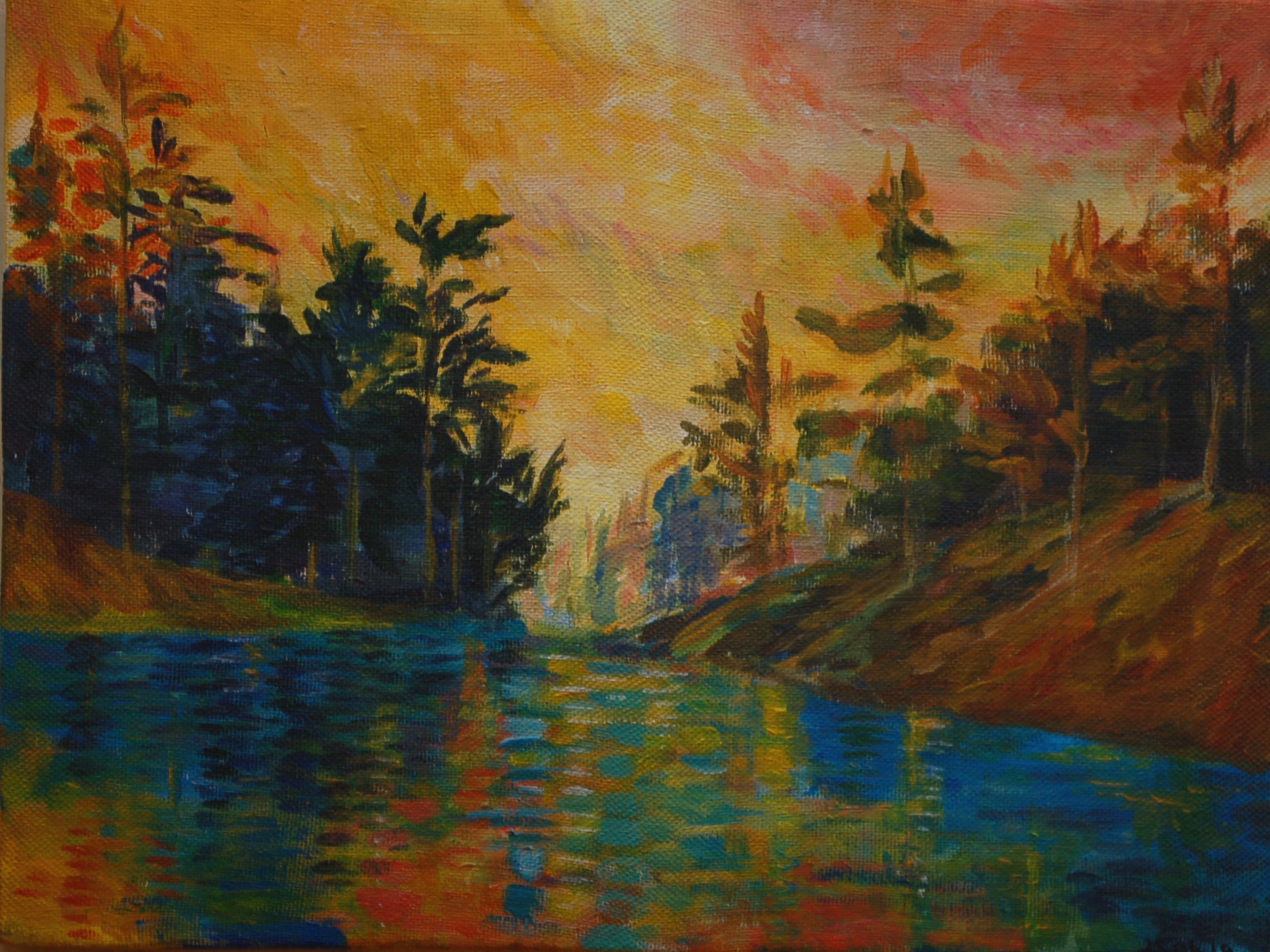 река на закате
