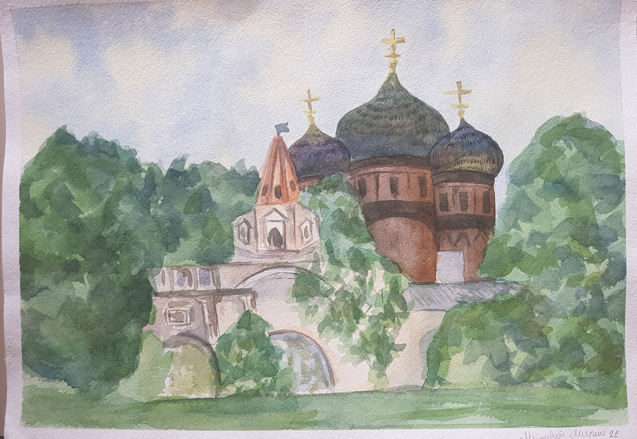 Храм в зелени. Архитектурные зарисовки Москвы.