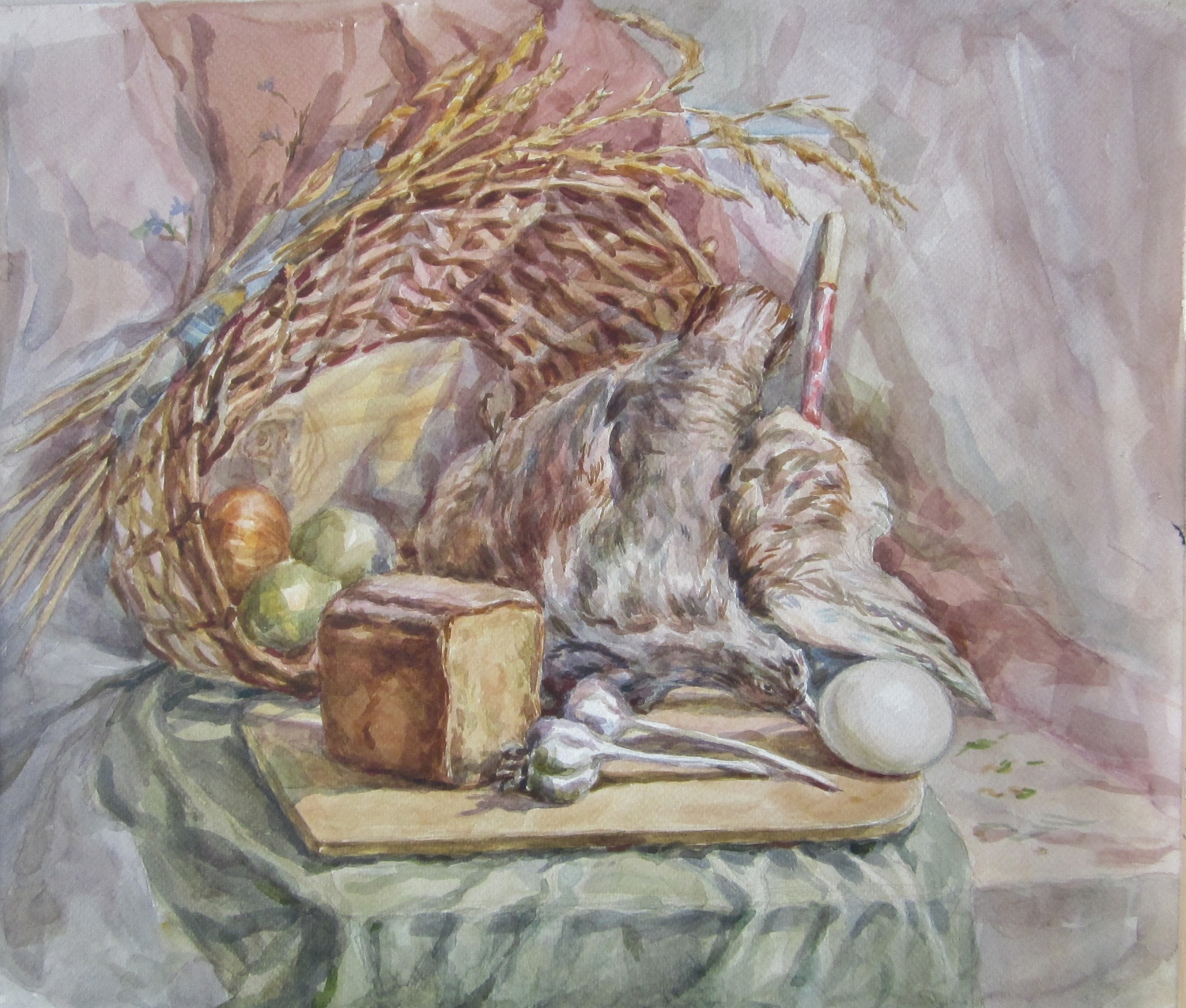 Натюрморт с чучелом куропатки.