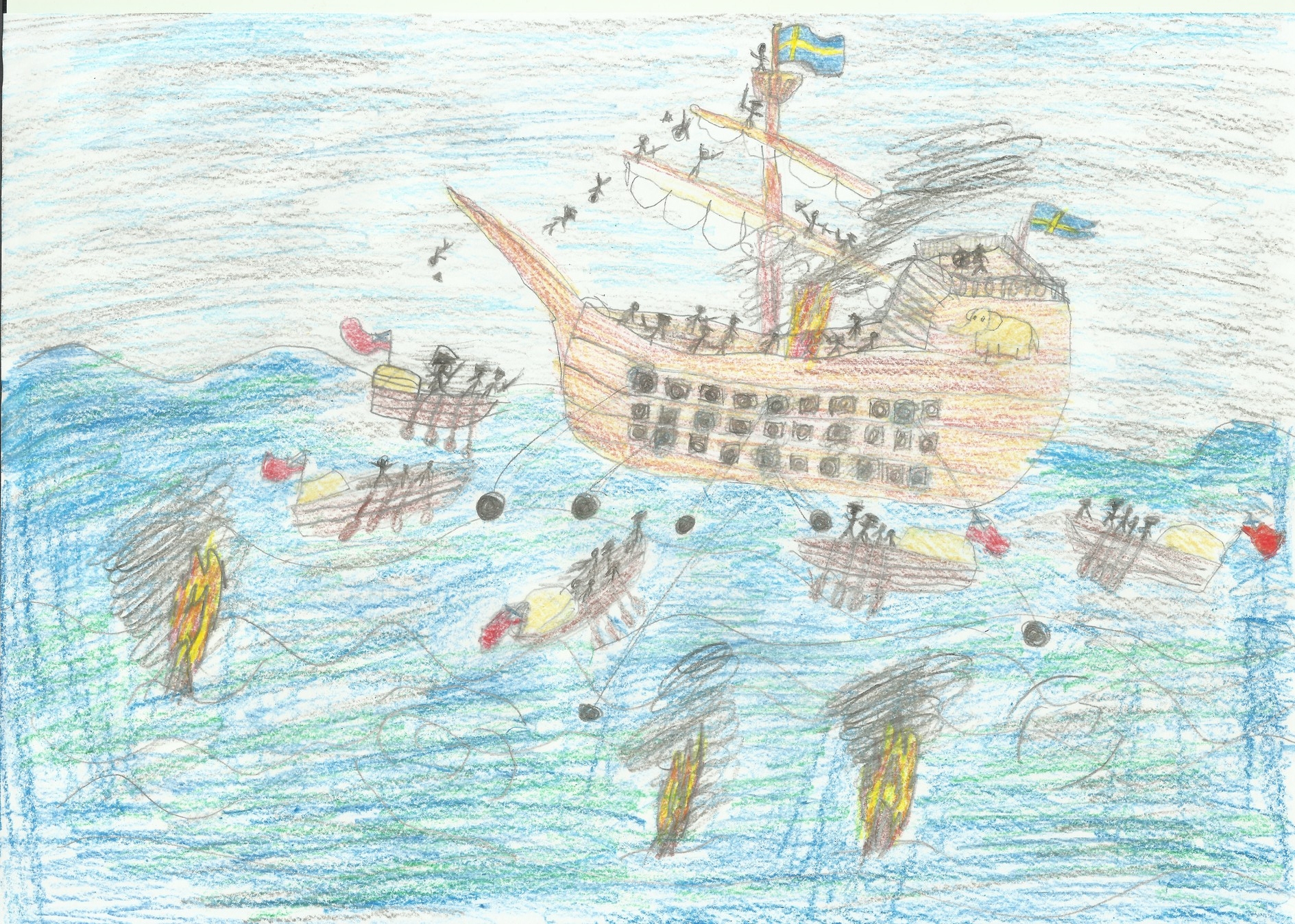 Морское сражение рисунок детский