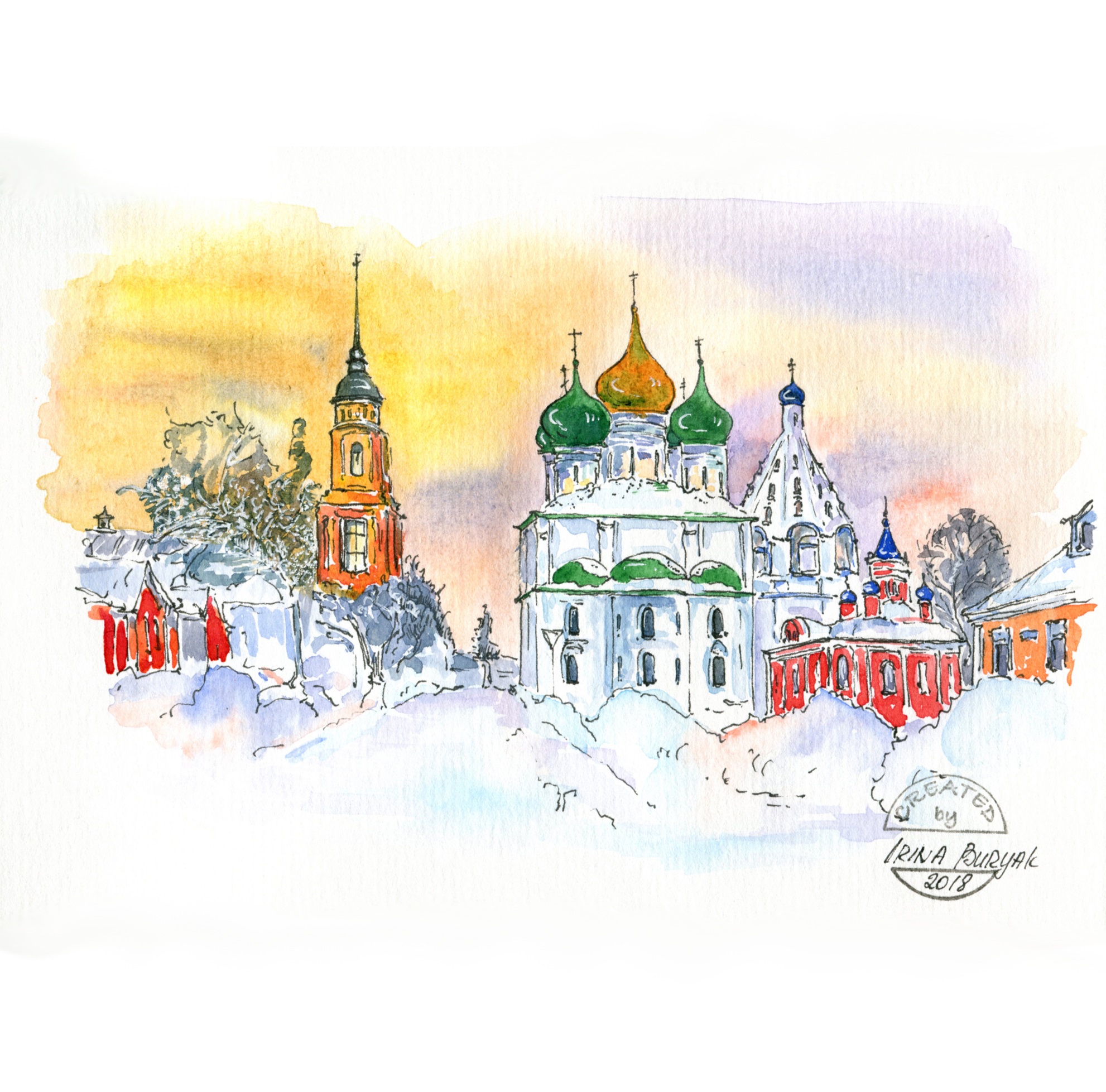 Коломна Кремль рисунок