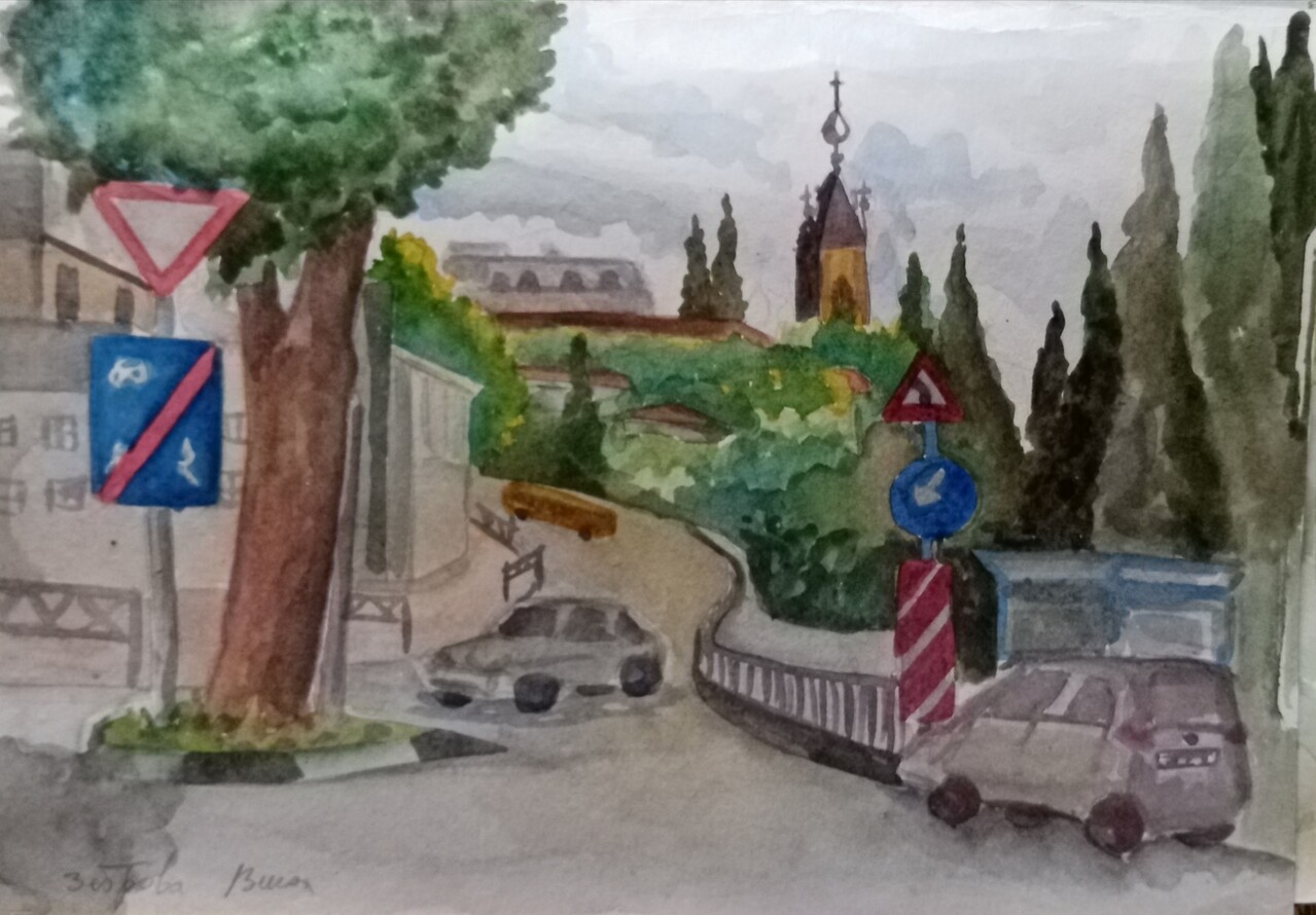 Этюд улицы Багликова в Алуште