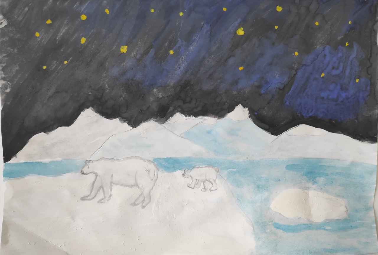 Картинки Северное сияние в Арктике для срисовки