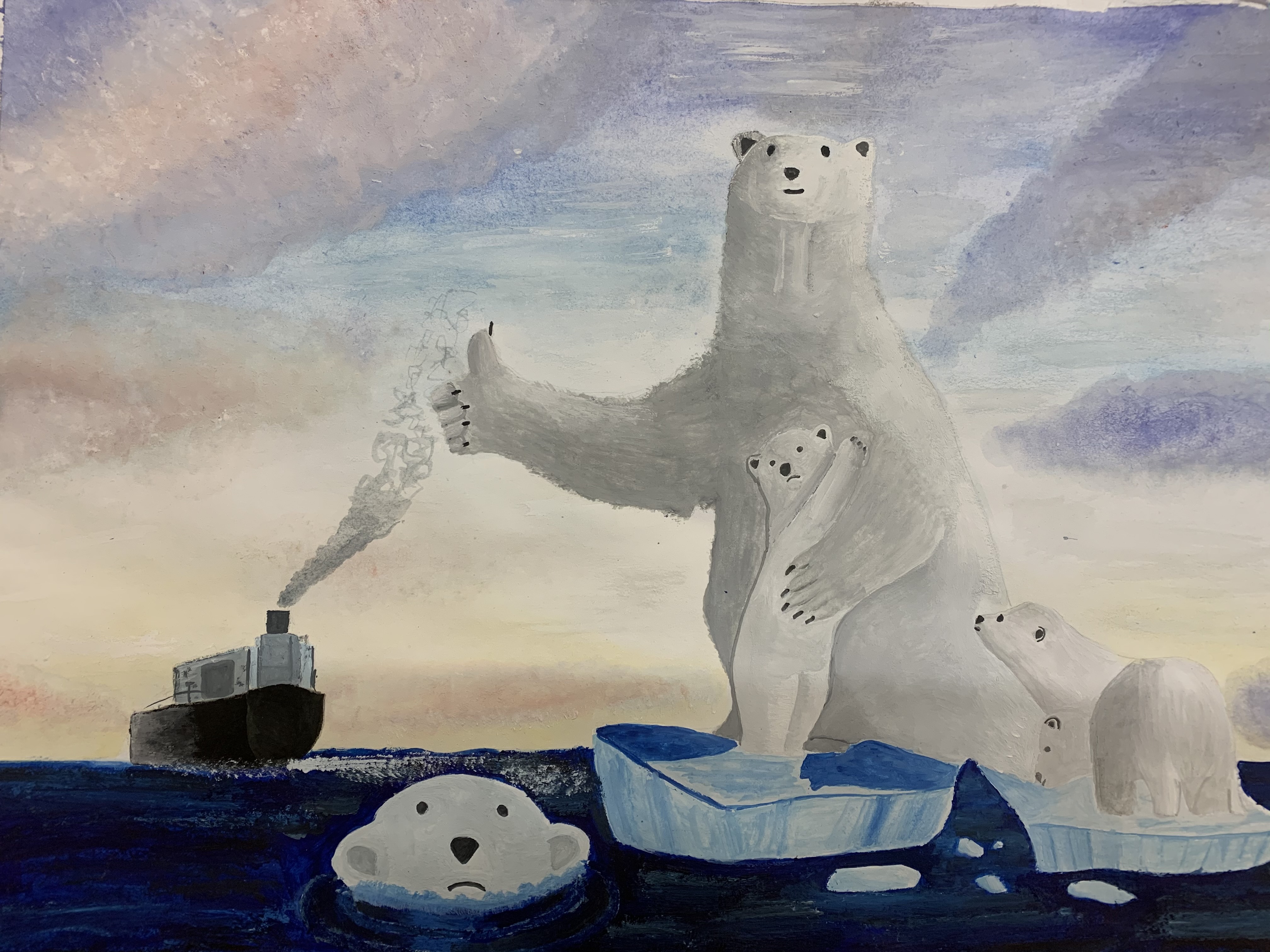 Белый медведь и ледокол поделка