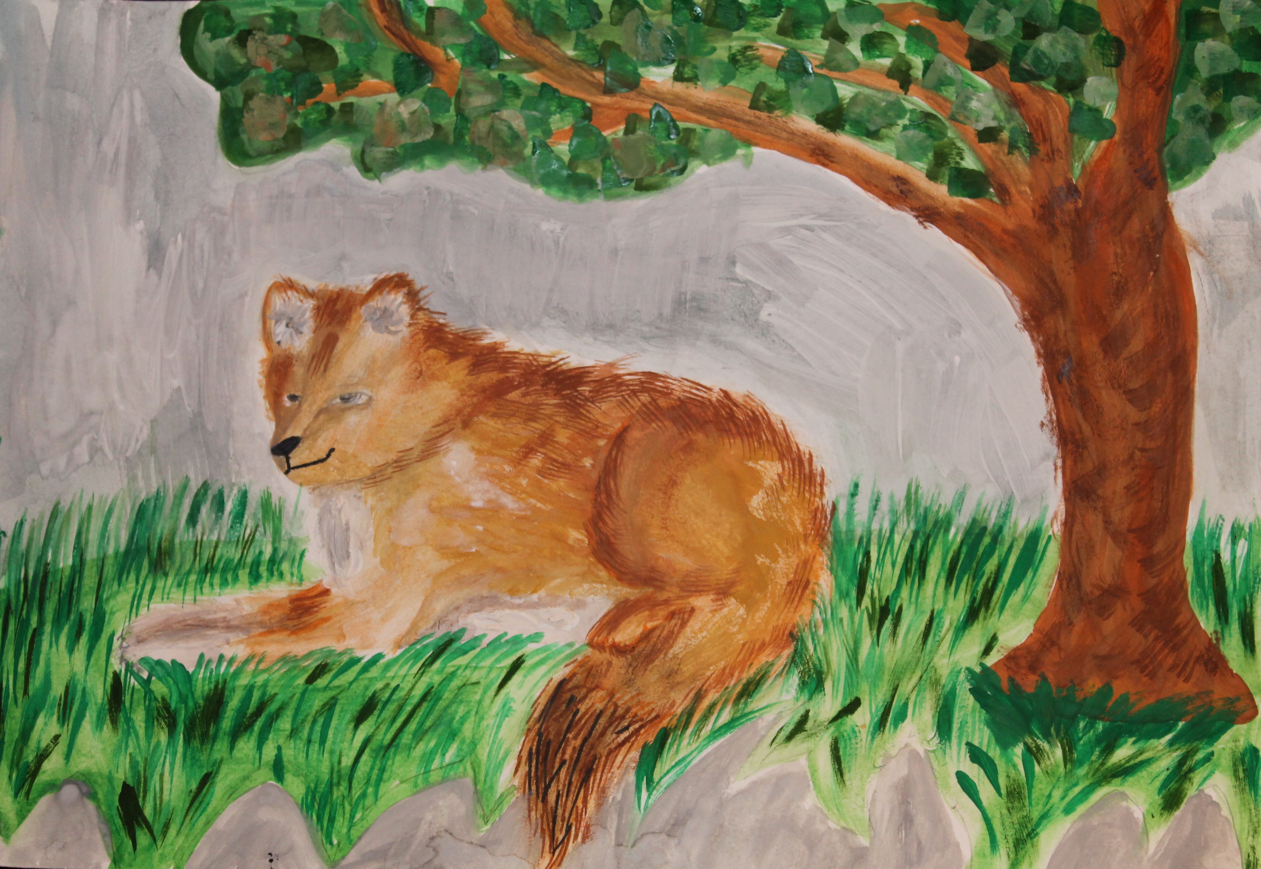 Красный волк детский рисунок