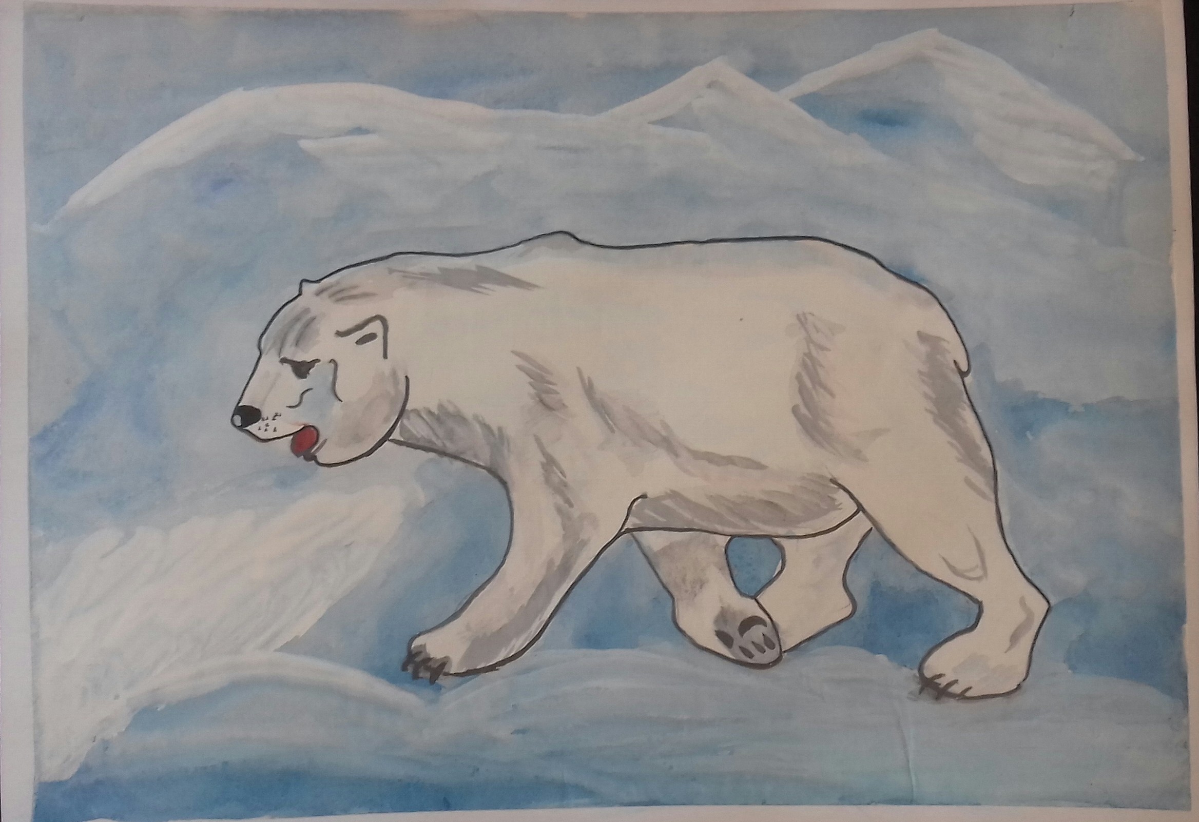 Рисунок белого медведя из красной книги